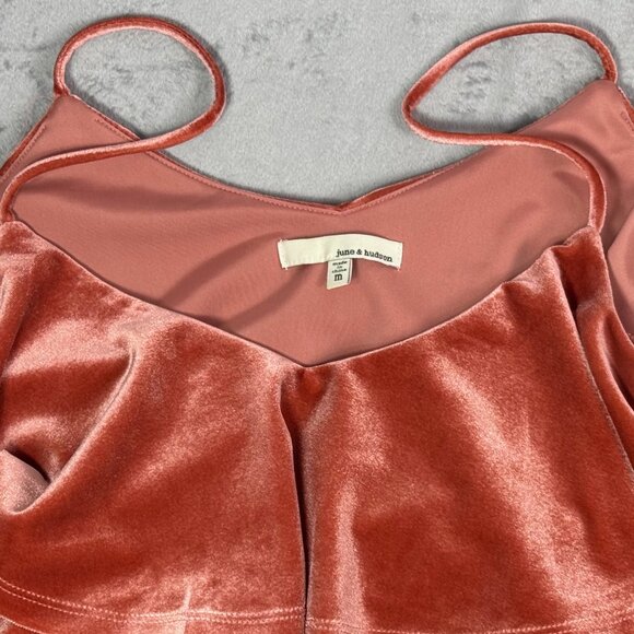 June & Hudson Dark Salmon Velvet Midi Dress - Picture 4 of 6